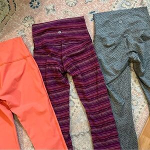 Lot of 3 Lululemon crop leggings.  All size 4